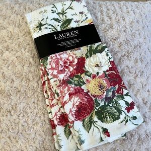 Pack of 2 Floral 100% cotton kitchen towels by Ralph Lauren - NEW